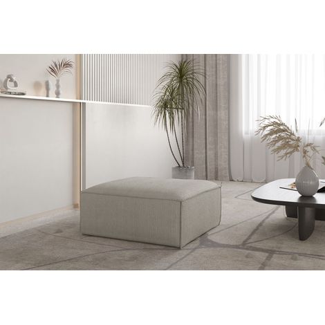 Polsterhocker Designerhocker CELES PREMIUM 85x85 cm in Stoff Scala Sandgrau (1/3)