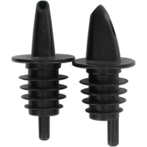 Set mit 2 Ausgießern, Flaschenverschlüssen, Kunststoff, schwarz, 7 cm (1/4)