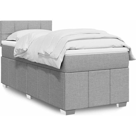 Cama box spring con colchón tela gris claro 80x200 cm vidaXL (1/5)