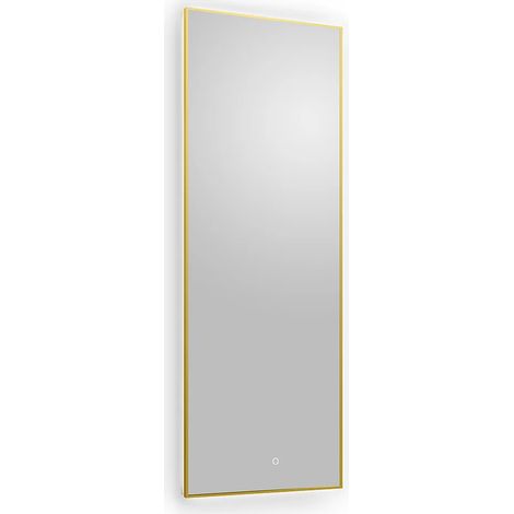 Specchio da bagno luminoso rettangolare antiappannamento con pulsante touch Bordo dorato 50 x 150 cm - ORINELIA (1/5)