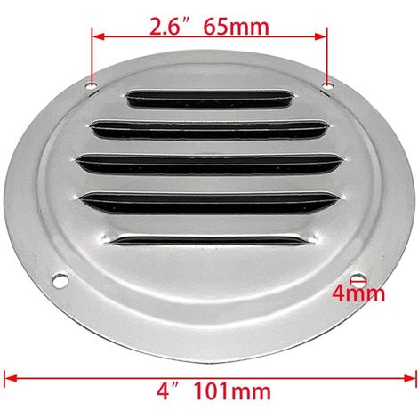 Edelstahl-Lüftungsplatte, Luftauslass, Schiffsbeschläge und Yachtzubehör, 4 Zoll/5 Zoll, 5 Zoll - 125 mm. (1/3)