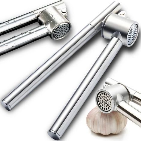 Knoblauchpresse aus Edelstahl, Knoblauchschneider & Brecher für Müheloses Zerkleinern von Knoblauch (1/5)