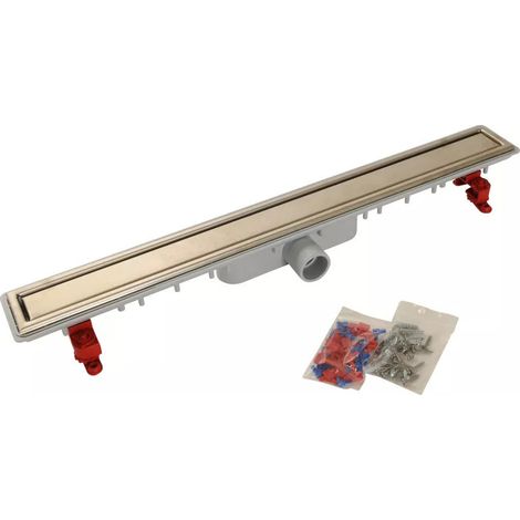Nicoll – Caniveau de douche faible hauteur 69mm – Grille inox réversible 50mm – Débit 0,44L/s – Sortie Ø 40mm femelle – Hauteur réglable 95-140mm