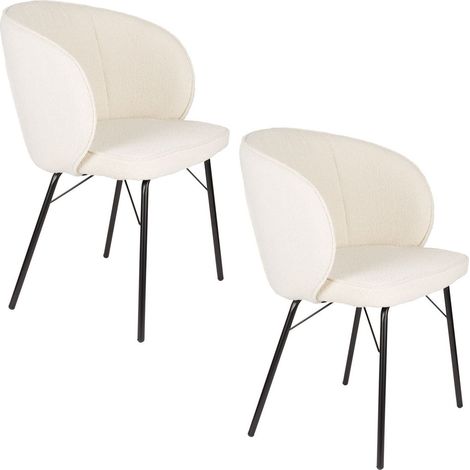 Chaise design, Chaises JOA en tissu bouclé - lot de 2 Blanc en Fabric, BOITE A DESIGN (1/5)