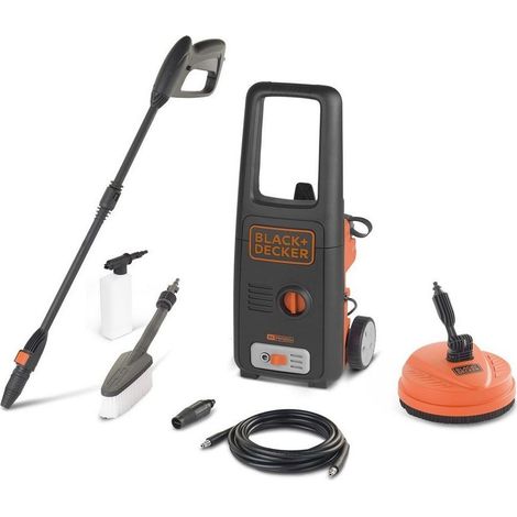 Black+Decker Idropulitrice BXPW1400PE ad Alta Pressione, per Auto ed Esterni Casa, con Patio Cleaner e Spazzola Fissa (1400 W, 110 bar, 390 l/h)