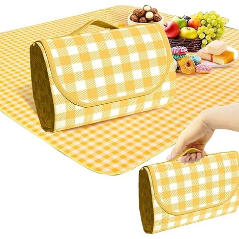 Couverture de pique-nique imperméable pliable grand format 200x200 cm, tapis de sol pour camping en famille, idéal pour 8 personnes, nappe de repas extérieur avec surface 100x150 cm, moquette légère e (1/3)