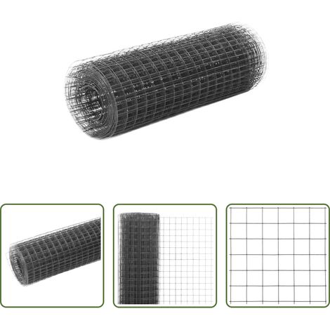 Clôture - Grillage acier avec revêtement en PVC 10x0,5 m gris (1/5)
