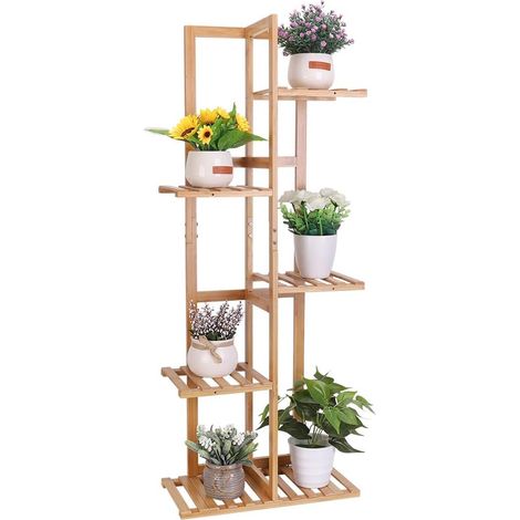 Unho – Étagère à plantes en bambou 6 étagères – Dimensions 102x40x20.2cm – Capacité de charge 65kg – Pour intérieur et extérieur (1/5)