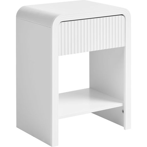 1 Drawer Bedside Table White MDF 1 Shelf Bedroom Stylish CHARLEVILLE (1/5)