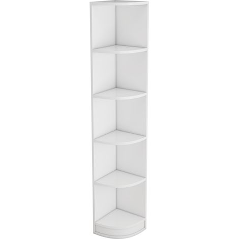 Étagère d'angle en MDF blanc à 5 niveaux, design compact et robuste (1/5)
