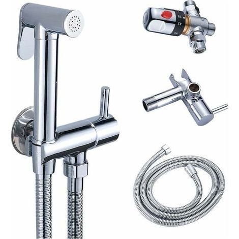 – Douchette WC mitigeur thermostatique en laiton massif – Pulvérisateur à main anti-brûlure – Installation murale facile – Pour hygiène intime (1/5)