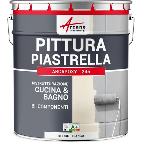 Vernice per piastrelle bagno e cucina -  ARCAPOXY PIASTRELLE - 1 kg (fino a 10 m² in 2 strati) Bianco - RAL 9003 - ARCANE INDUSTRIES