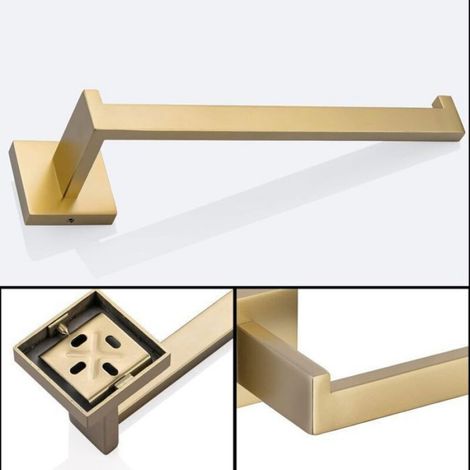 Porte-Serviettes - Acier Inoxydable 304 - Finition Doré Chromé Brossé - Fixation Murale Par Vis - 1 Pièce (1/4)
