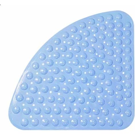 TRIOM Tapis de Douche antidérapant pour Baignoire avec Orifice de Drainage pour la Douche ou la Baignoire, PVC Triangle Tapis de Bain 54 x 54 cm, bleu (1/5)