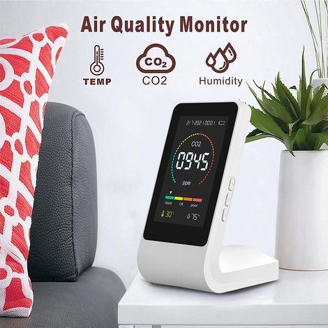 Détecteur CO2 Moniteur Qualité de l'Air Thermomètre Hygromètre Mesure Instantanée Niveaux Intérieur Extérieur (1/5)
