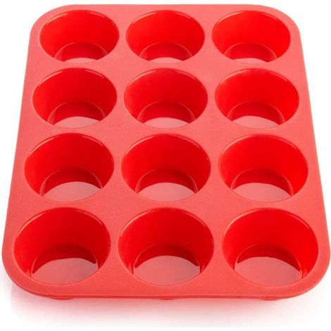 Silikon-Muffinform, 12 Muffin-Backform - LFGB-zertifizierte BPA-freie Muffinform für Cupcakes, Pudding, Kuchen, Brownies - antihaftbeschichtet und leicht zu reinigen (1/5)