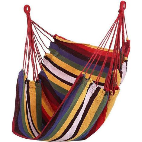 Sedia amaca, tela portatile, sedia comoda con strisce colorate, altalena in corda sospesa per uso interno