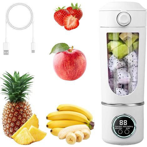 Mixeur portable, 700 ml Mini-blender avec 12 lames en acier inoxydable, blender portable rechargeable par USB avec couvercle de voyage pour smoothies et shakes - Voyage, bureau (1/5)