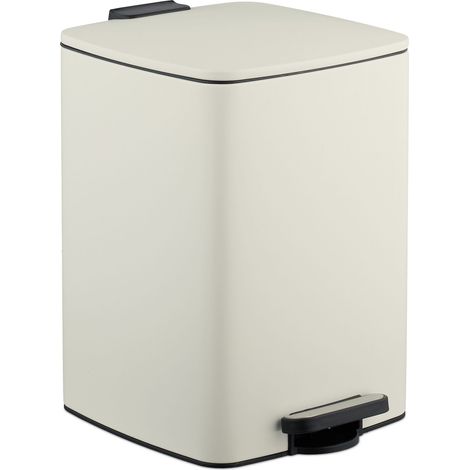 Relaxdays Pattumiera a Pedale da Cucina, Cestino Rifiuti da 20 L, Cestello Interno Rimovibile, Sacchetto, Ferro, Beige