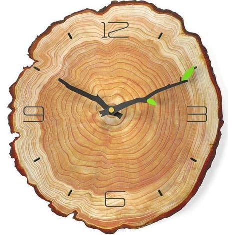 Bois Horloge Murale, Style Naturel Rond Horloges Suspendues Silencieux Non-Ticking Décor Fait Main Modern, 4 Number, Taille : 30cm (1/4)