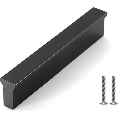 Küchenschrankgriff, mattschwarze Aluminium-Schranktürgriffe, Lochabstand 128 mm, 10 Stück Schubladengriffe mit Schrauben (1/5)