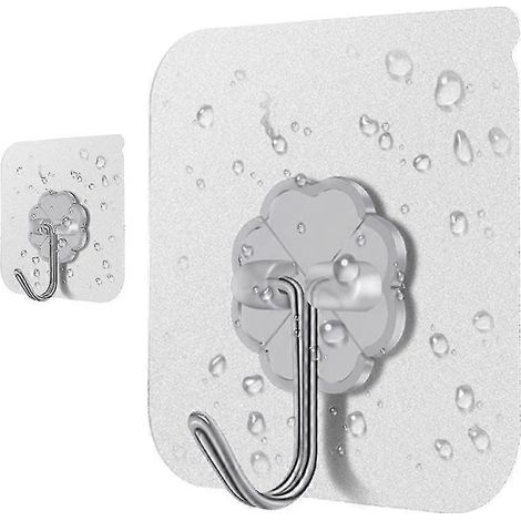 Filiyano-Lot de 10 crochets adhésifs transparents et imperméables, compatibles avec peignoirs, serviettes, clés et ustensiles de cuisine, 6 x 6 cm (1/5)