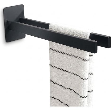Portasciugamani Autoadesivo Bagno Acciaio Inossidabile Nero 40cm (1/5)