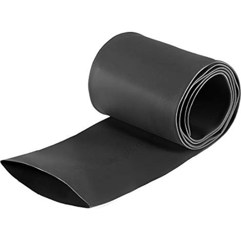 Gaine thermorétractable, 1 m, 80 mm à plat, Ø 50 mm, rapport 2:1, protection de câbles, anti-corrosion métal, noir (1/4)