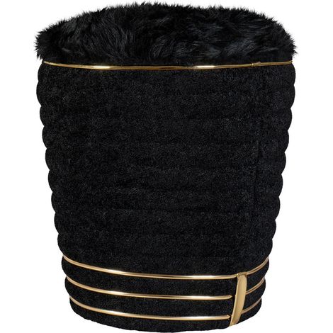 Pouf Doric 335 in velluto nero con inserti oro (1/3)