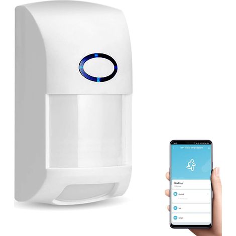 Capteur De Mouvement PIR - WiFi - 12 M - Angle De Détection 110° - Pour Sécurité Domestique - Fonctionne Sans Centrale D'Alarme - 2 Piles AAA (1/5)