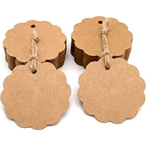 5 cm runde Geschenkanhänger aus Kraftpapier, 50 Stück mit Juteschnur für Bastelarbeiten (1/5)