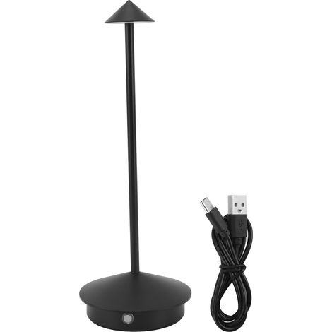 Ortviai Lampe de chevet design minimaliste en aluminium rechargeable sans fil avec sortie USB – lampe de table pour chambre et salon (1/5)