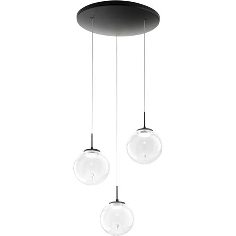 Lampadario Ariel Sospens Trasparente 3 Luci Stile Moderno Design Elegante (1/4)