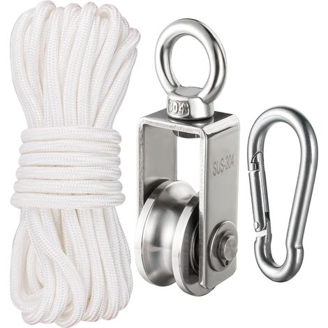 Heberolle mit 1 Lager, Seilrolle, 34-mm-Rolle, Hebering 304, U-Nut (1/4)
