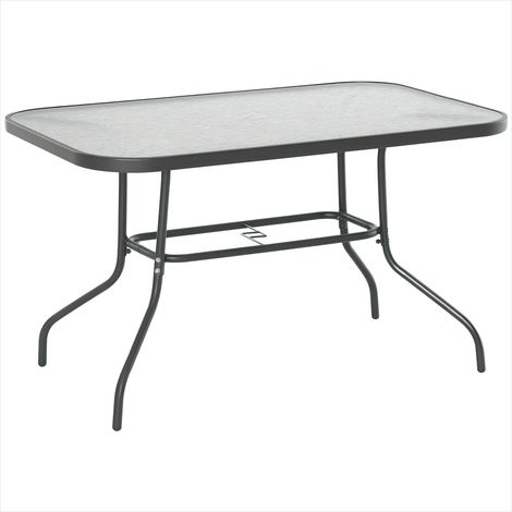 Table de jardin rectangulaire en métal avec plateau verre Gris (1/5)