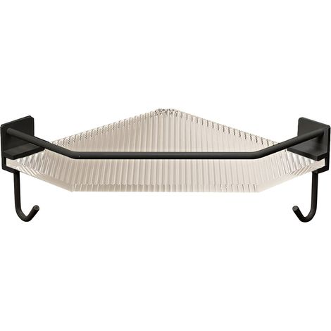 Coin de douche étagère acrylique organiseur de salle de bain, support mural sans perçage, grande capacité, triangulaire noir, une seule couche avec crochet (1/5)
