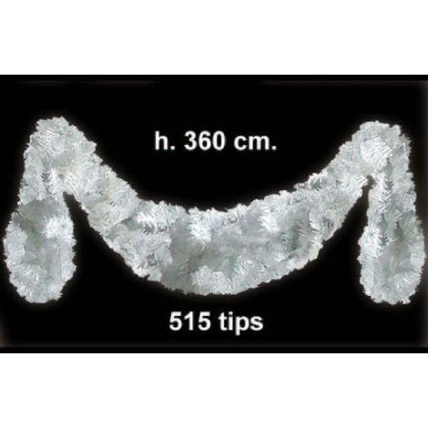 Festone natalizio in pino bianco pavone 360 cm - decorazione addobbo natale