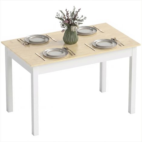 Table de salle à manger bicolore bois naturel 119 x 70 x 75 cm (1/5)