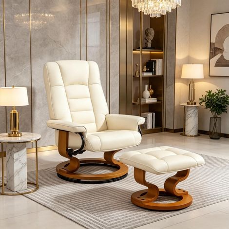 avec repose-pieds et structure en bois, Fauteuil relax pivotant (1/5)