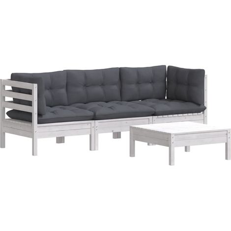 vidaXL 4 Piece Garden Lounge Set with Anthracite Cushions Pinewood (1/5)