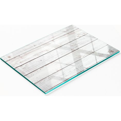 Tagliere da cucina in vetro con grafica, parete in legno, 80x52 cm (1/5)