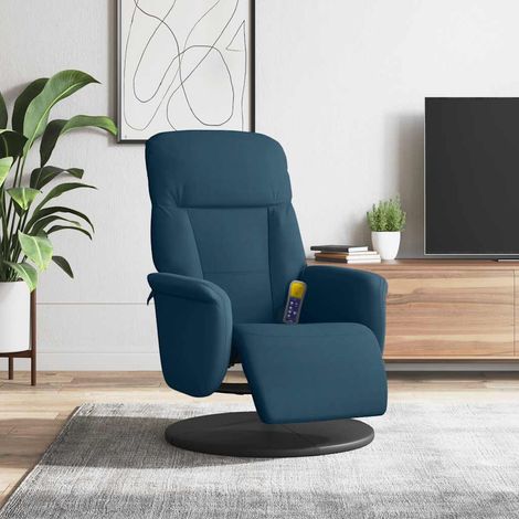 Massagesessel mit Fußteil Blau Samt