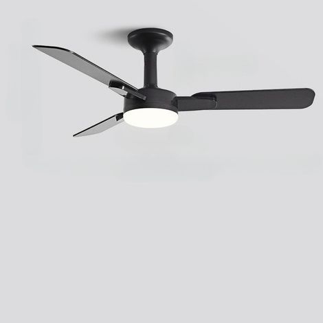 Plafonnier ventilateur 106 cm avec éclairage LED, 3 pales, télécommande, moteur réversible, 6 vitesses, usage intérieur extérieur(Noir) (1/2)