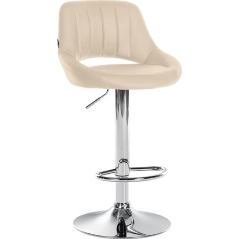 Sgabello da bar x1 con poggiapiedi girevole e regolabile in PVC crema e metallo 100005210