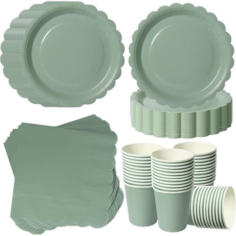 120 Pièces Vert Herbe vaisselle jetable anniversaire pour 40 Invités (1/5)