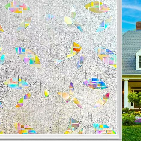 JSSEVN - Privacy Window Film 45x200cm, Rainbow Electrostatic Window Film, 3D Anti-UV Adhesive Film for Opaque Glass, Decorative Window Film (1/5)
