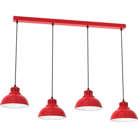 Suspension barre rouge mat 105 cm 4xE27 Sven Luminex
