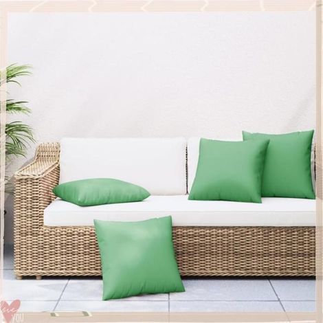 360408 Coussins de canapé lot de 4 vert 60x60 cm tissu (1/5)