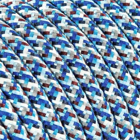 Fil Électrique Tissu Pixel Bleu 2x0,75mm² - Câble Électrique Textile de Qualité