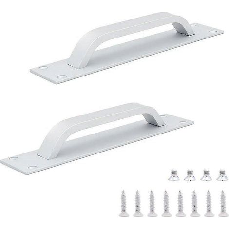 Lot de 2 poignées de porte de grange en alliage d'aluminium, quincaillerie robuste pour armoires et placards (argent) (1/4)